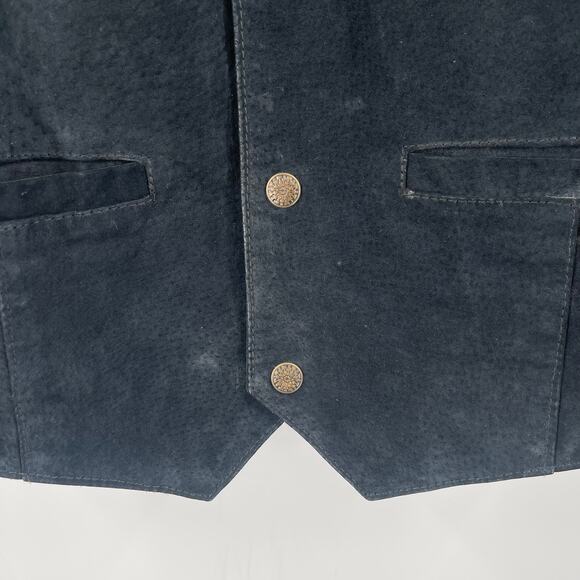 VINTAGE Vest Medium Leather John L. Blair Personal Choice Black Western Country - Picture 8 of 11